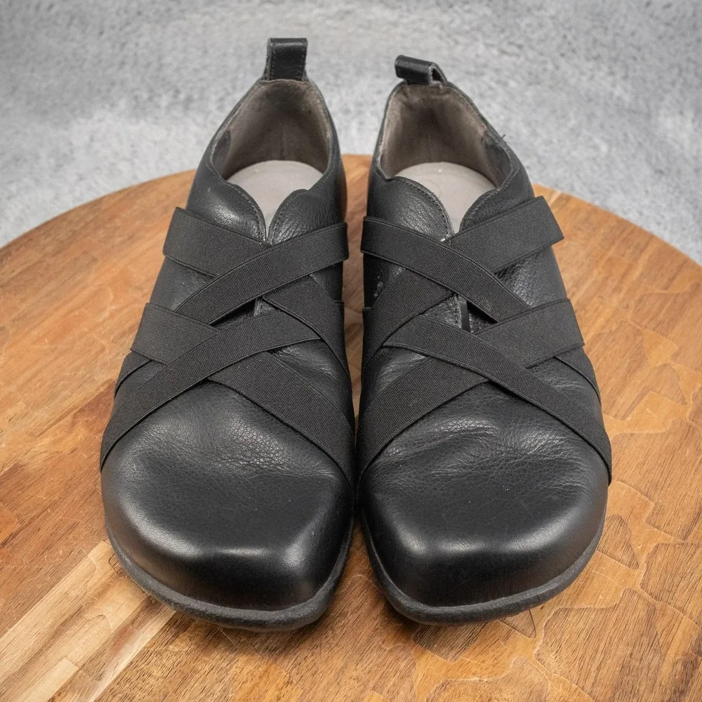 NAOT Apera Leather Slip On Cross Strap Orthotic Black Shoe Size 38 EU 7 US - Picture 2 of 6